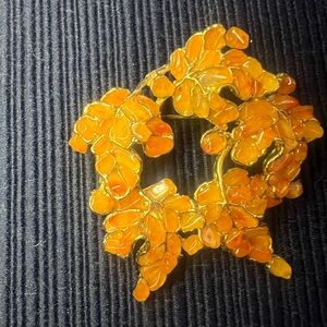 Vintage Orange Stone Cluster Brooch